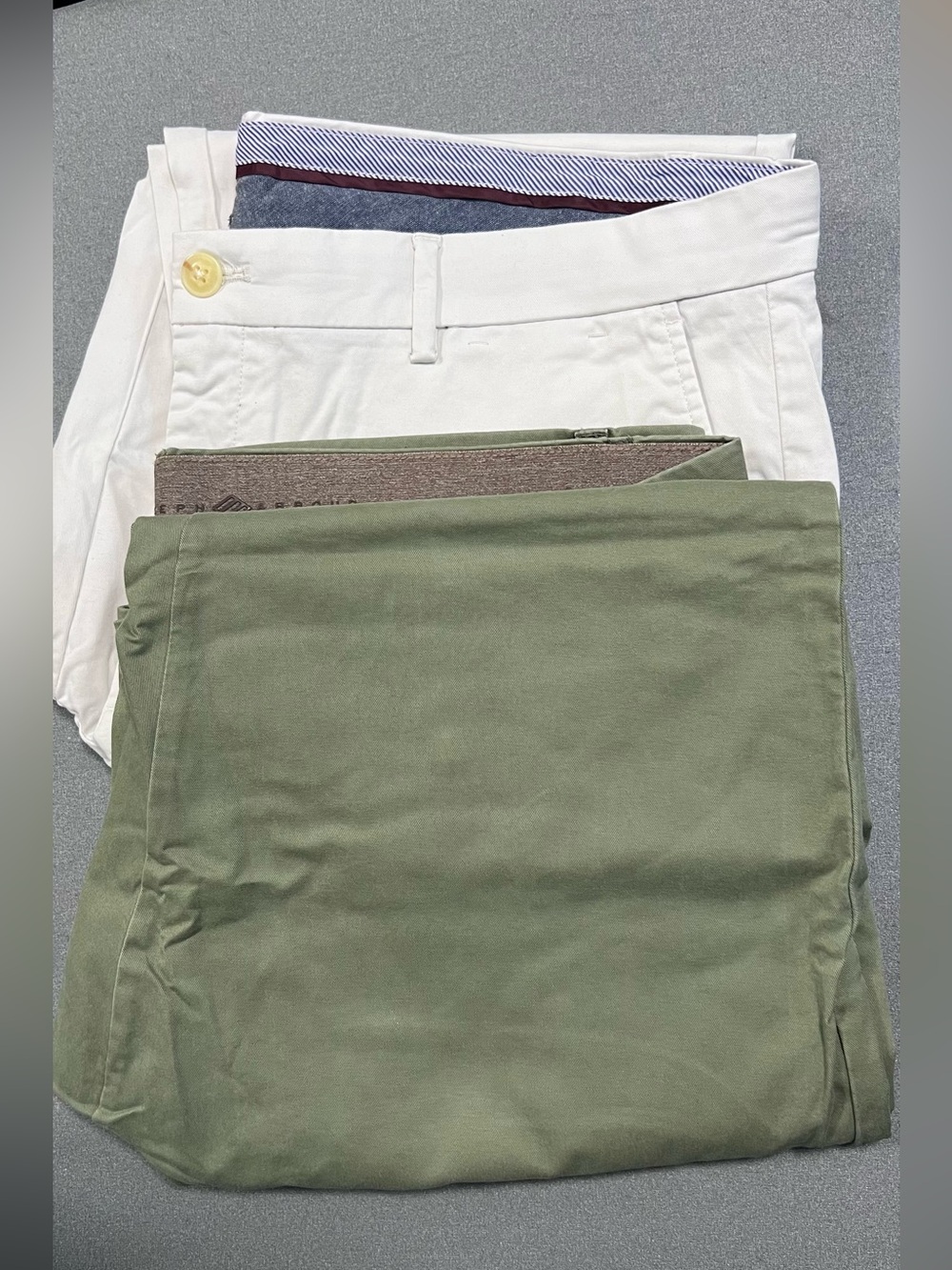 (2) 38x32 Joseph Abboud Olive and White Flat-Front Chino Pants